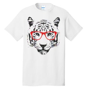 Portrait of Tiger With Glasses Tall T-Shirt