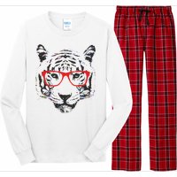 Portrait of Tiger With Glasses Long Sleeve Pajama Set