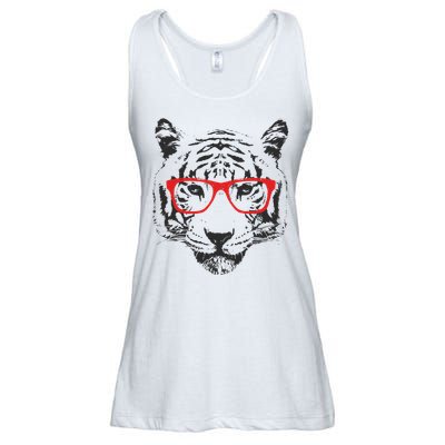 Portrait of Tiger With Glasses Ladies Essential Flowy Tank