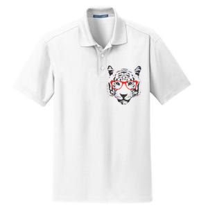 Portrait of Tiger With Glasses Dry Zone Grid Polo