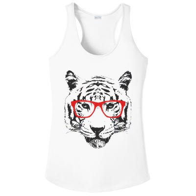 Portrait of Tiger With Glasses Ladies PosiCharge Competitor Racerback Tank