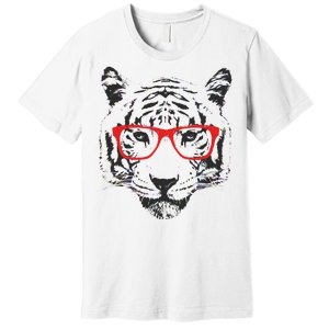 Portrait of Tiger With Glasses Premium T-Shirt