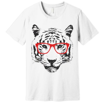 Portrait of Tiger With Glasses Premium T-Shirt
