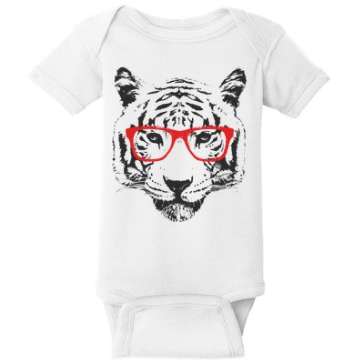Portrait of Tiger With Glasses Baby Bodysuit