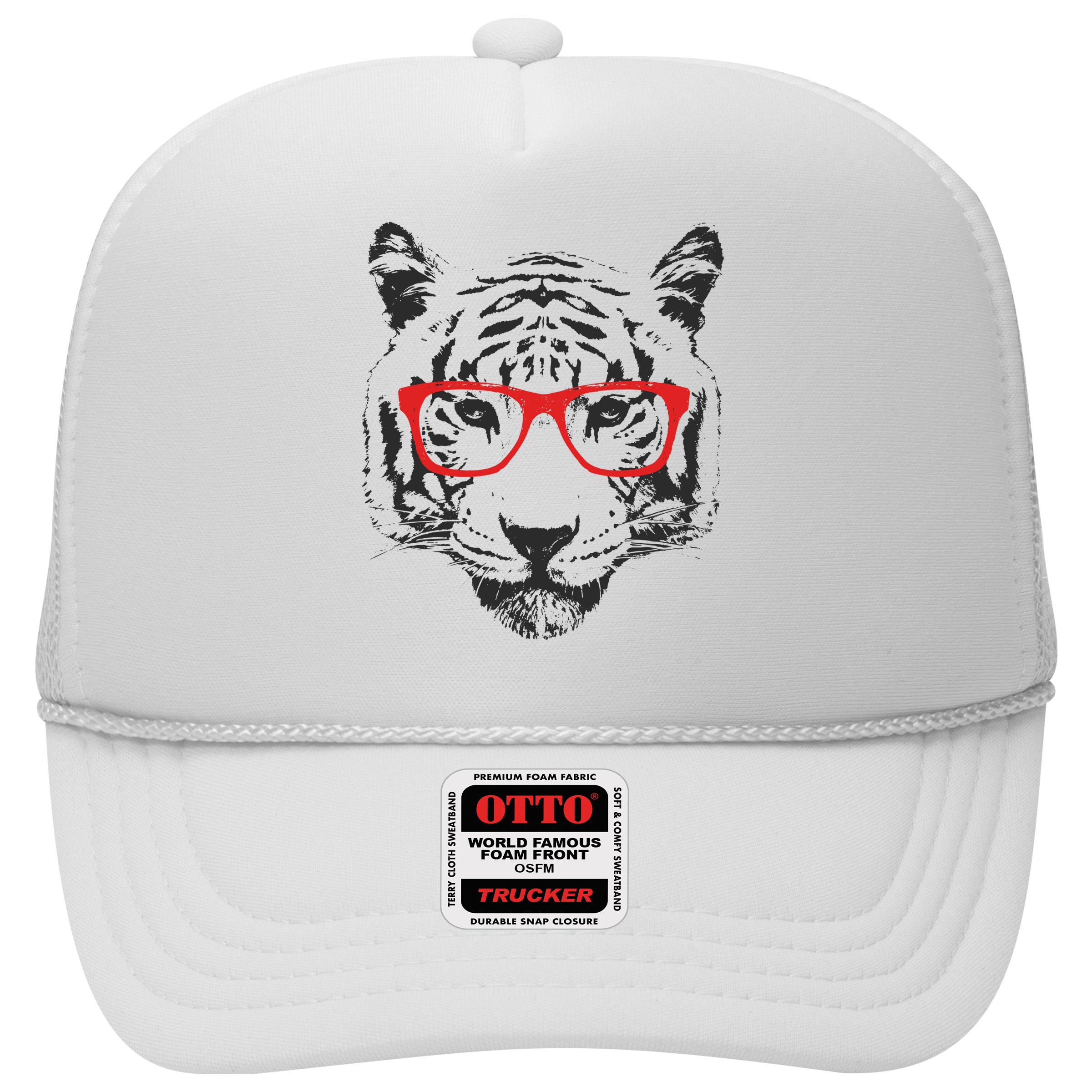 Portrait of Tiger With Glasses Hat