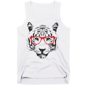 Portrait of Tiger With Glasses Tank Top