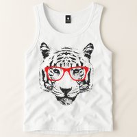 Portrait of Tiger With Glasses Tank Top