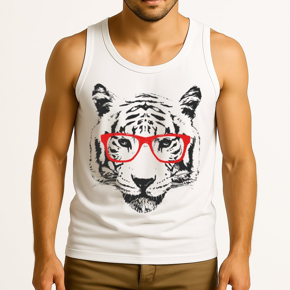 Portrait of Tiger With Glasses Tank Top