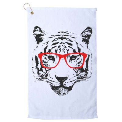 Portrait of Tiger With Glasses Golf Towel