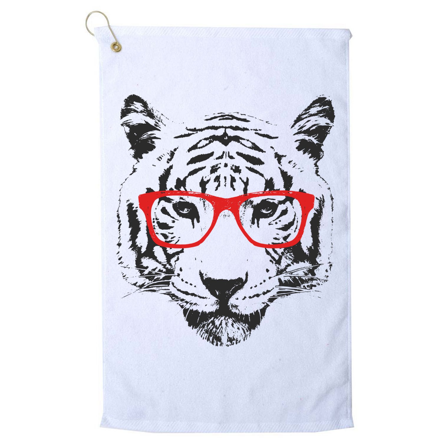 Portrait of Tiger With Glasses Golf Towel