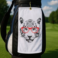 Portrait of Tiger With Glasses Golf Towel
