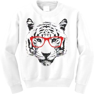 Portrait of Tiger With Glasses Kids Sweatshirt