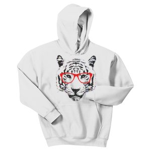 Portrait of Tiger With Glasses Kids Hoodie