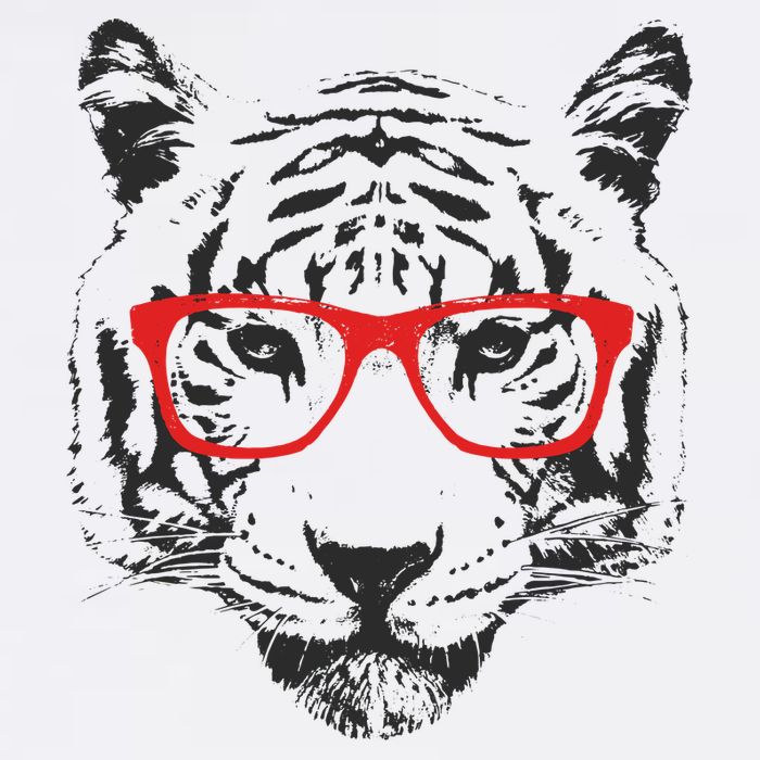 Portrait of Tiger With Glasses Wool Snapback Cap