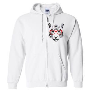 Portrait of Tiger With Glasses Full Zip Hoodie