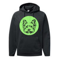 Portrait of Yorkshire Terrier Dog Performance Fleece Hoodie