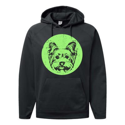 Portrait of Yorkshire Terrier Dog Performance Fleece Hoodie