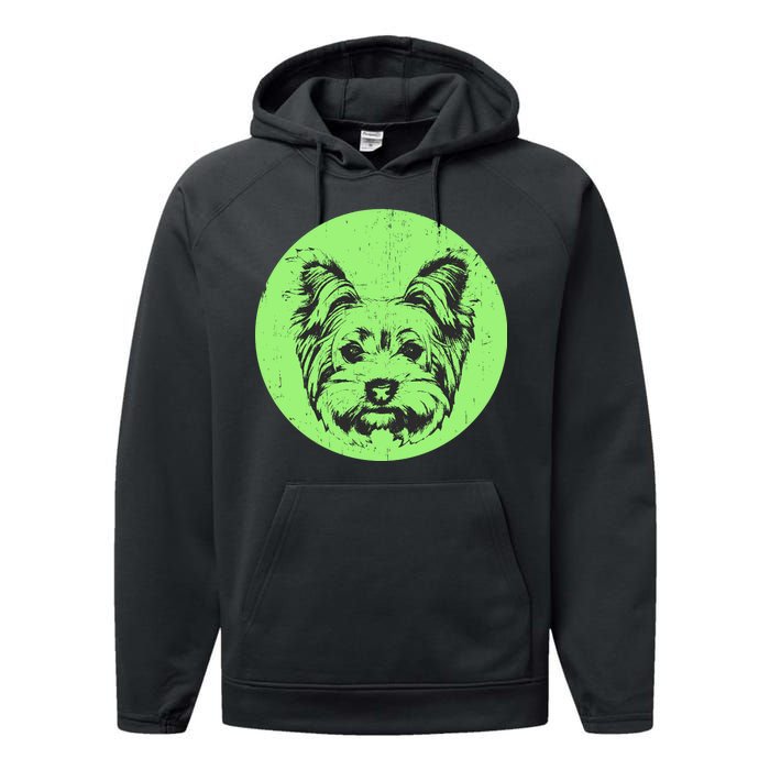 Portrait of Yorkshire Terrier Dog Performance Fleece Hoodie