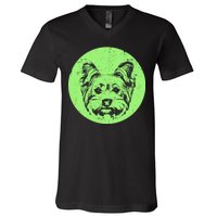 Portrait of Yorkshire Terrier Dog V-Neck T-Shirt