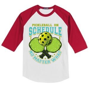 Pickleball On Schedule No Matter What Cool Gift Kids Colorblock Raglan Jersey