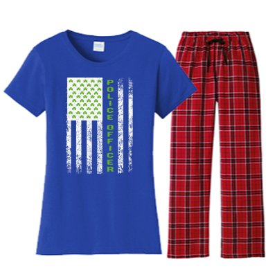 Police Officer St Patricks Day Flag Gift Police Officer Funny Gift Women's Flannel Pajama Set