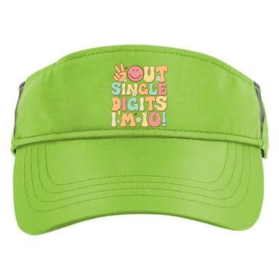 Peace Out Single Digits Retro Groovy 10th Birthday Adult Drive Performance Visor