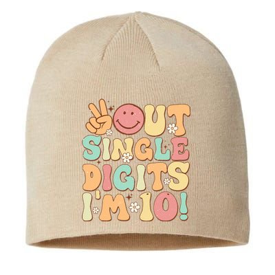 Peace Out Single Digits Retro Groovy 10th Birthday Sustainable Beanie