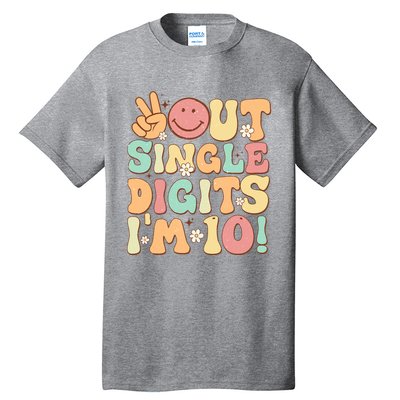 Peace Out Single Digits Retro Groovy 10th Birthday Tall T-Shirt