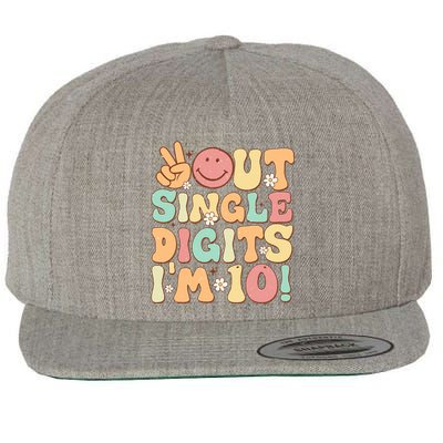 Peace Out Single Digits Retro Groovy 10th Birthday Wool Snapback Cap