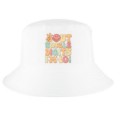 Peace Out Single Digits Retro Groovy 10th Birthday Cool Comfort Performance Bucket Hat