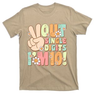 Peace Out Single Digits Retro Groovy 10th Birthday T-Shirt