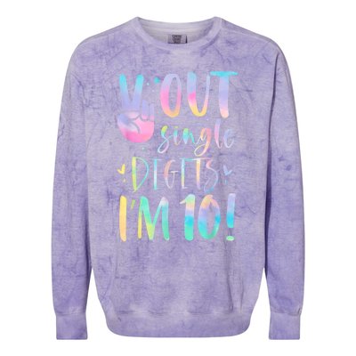 Peace Out Single Digits I'm 10 Year Old 10th Birthday Girl Colorblast Crewneck Sweatshirt