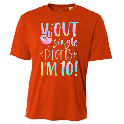 Peace Out Single Digits I'm 10 Year Old 10th Birthday Girl Cooling Performance Crew T-Shirt