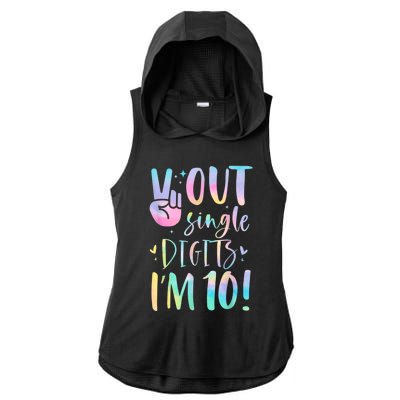 Peace Out Single Digits I'm 10 Year Old 10th Birthday Girl Ladies PosiCharge Tri-Blend Wicking Draft Hoodie Tank