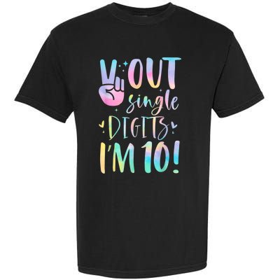 Peace Out Single Digits I'm 10 Year Old 10th Birthday Girl Garment-Dyed Heavyweight T-Shirt