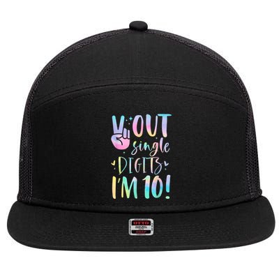 Peace Out Single Digits I'm 10 Year Old 10th Birthday Girl 7 Panel Mesh Trucker Snapback Hat