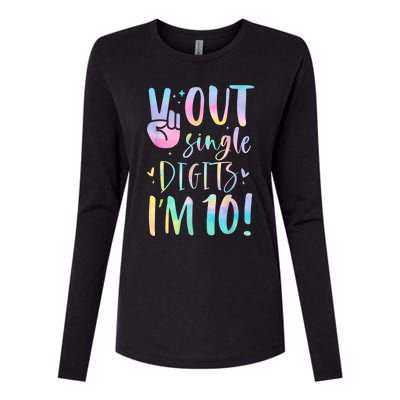 Peace Out Single Digits I'm 10 Year Old 10th Birthday Girl Womens Cotton Relaxed Long Sleeve T-Shirt