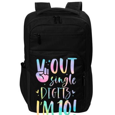 Peace Out Single Digits I'm 10 Year Old 10th Birthday Girl Impact Tech Backpack