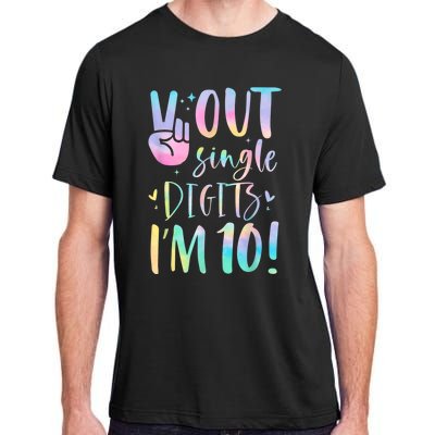 Peace Out Single Digits I'm 10 Year Old 10th Birthday Girl Adult ChromaSoft Performance T-Shirt