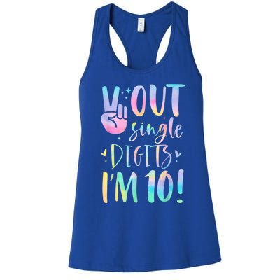 Peace Out Single Digits I'm 10 Year Old 10th Birthday Girl Women's Racerback Tank