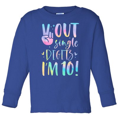 Peace Out Single Digits I'm 10 Year Old 10th Birthday Girl Toddler Long Sleeve Shirt