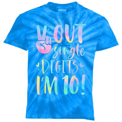 Peace Out Single Digits I'm 10 Year Old 10th Birthday Girl Kids Tie-Dye T-Shirt