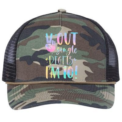 Peace Out Single Digits I'm 10 Year Old 10th Birthday Girl Retro Rope Trucker Hat Cap