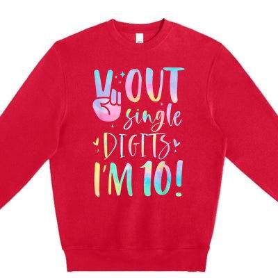 Peace Out Single Digits I'm 10 Year Old 10th Birthday Girl Premium Crewneck Sweatshirt