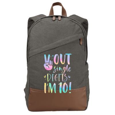 Peace Out Single Digits I'm 10 Year Old 10th Birthday Girl Cotton Canvas Backpack