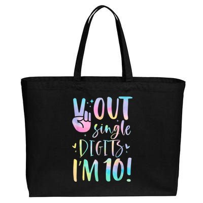 Peace Out Single Digits I'm 10 Year Old 10th Birthday Girl Cotton Canvas Jumbo Tote