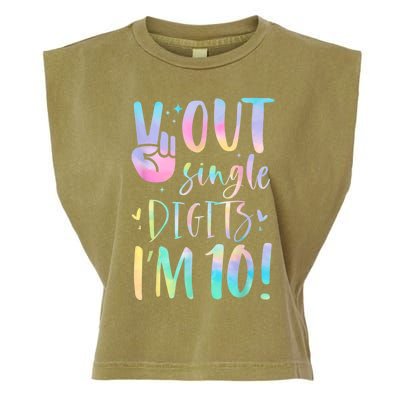 Peace Out Single Digits I'm 10 Year Old 10th Birthday Girl Garment-Dyed Women's Muscle Tee