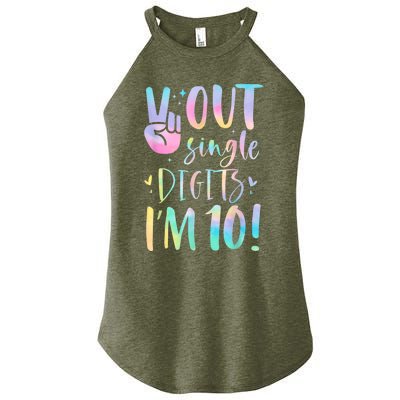 Peace Out Single Digits I'm 10 Year Old 10th Birthday Girl Women's Perfect Tri Rocker Tank