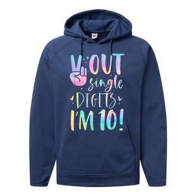 Peace Out Single Digits I'm 10 Year Old 10th Birthday Girl Performance Fleece Hoodie