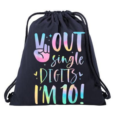 Peace Out Single Digits I'm 10 Year Old 10th Birthday Girl Drawstring Bag